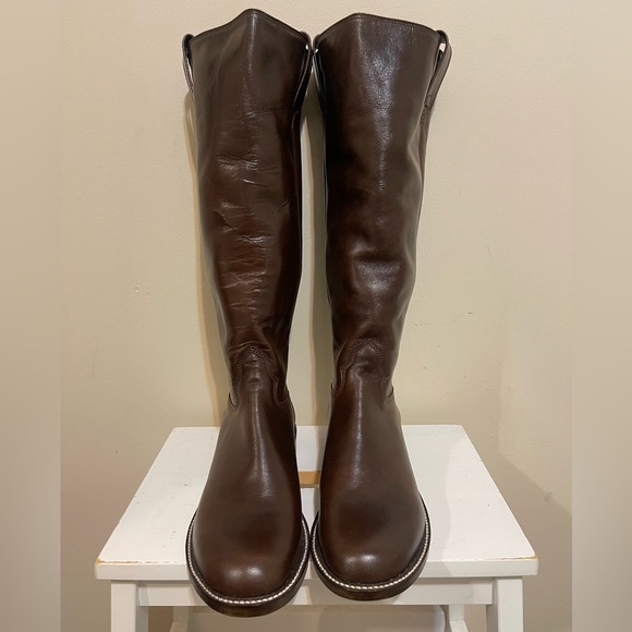 NWT Alberta Boots Brown Cowhide Over the knee Round Toe Boots Women Size  9 US - Picture 2 of 9